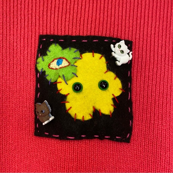 Free People Easy Street Tunic Mock Neck Pullover Sweater Oversized XS Pink Patch - Picture 4 of 15